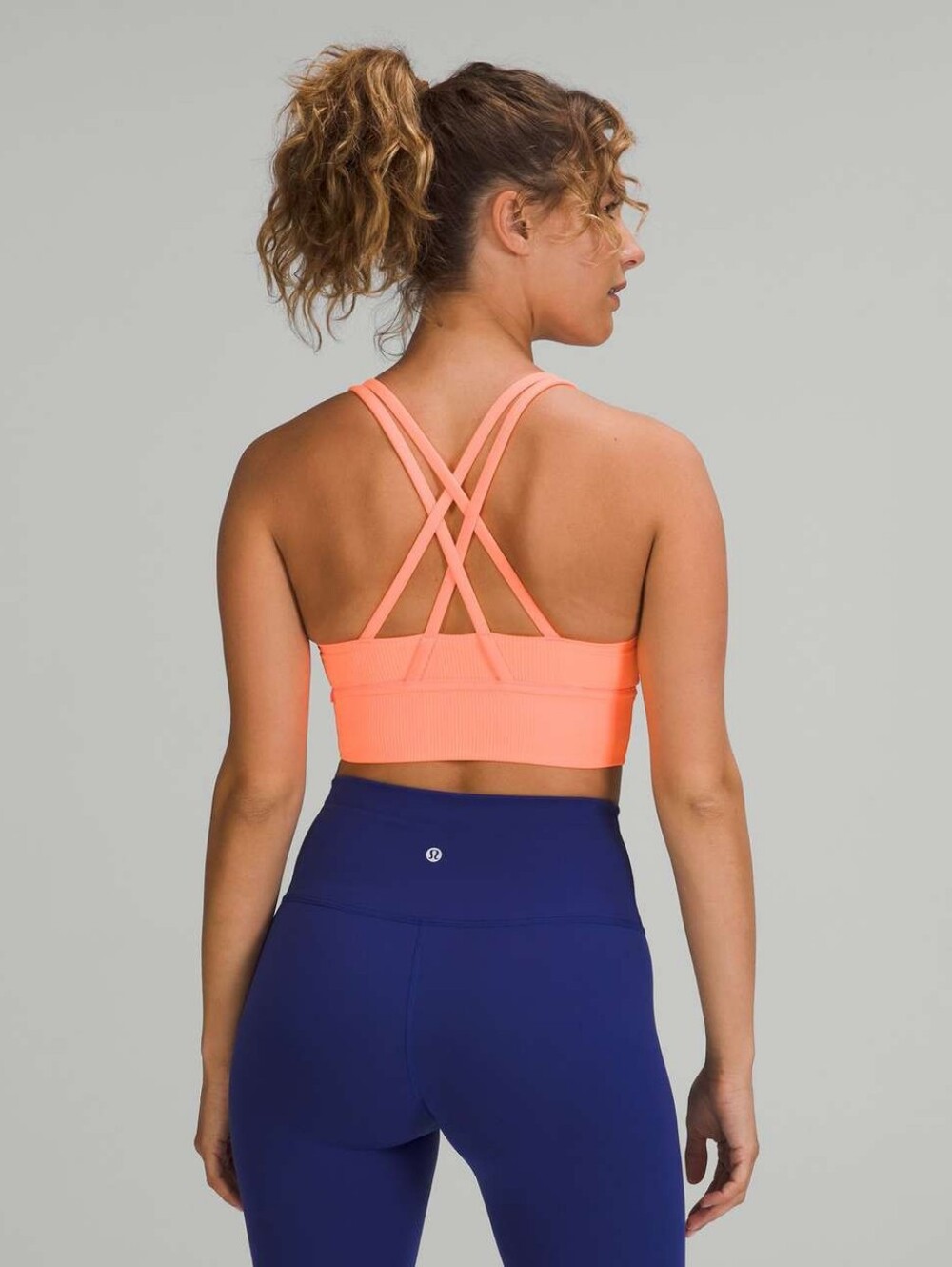 Lululemon Energy Longline Bra Ribbed Luxtreme *Medium Supp.  highlight Orange